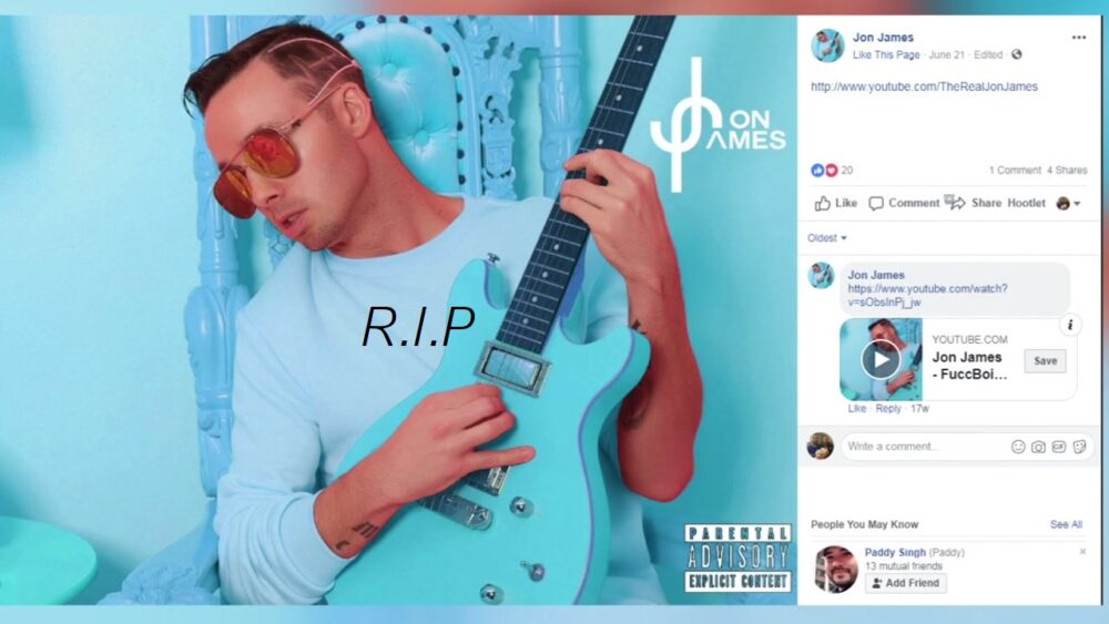 តារាចម្រៀងរ៉េបល្បីឈ្មោះ Jon James McMurray សម្ដែង MV ភ្លាត់ស្នៀតដល់បាត់បង់ជិវិតភ្លាម ៗ