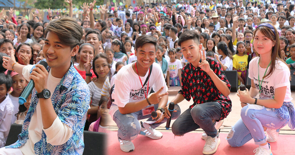 ស្រែកហ៊ោបែកសង្ក្រាន្ដព្រែកឯង… កំឡោះសង្ហា បូ តាំងហ៊ាង និងទេព ពិសិដ្ឋ ឆក់ដួងចិត្តសិស្សៗវិទ្យាល័យ