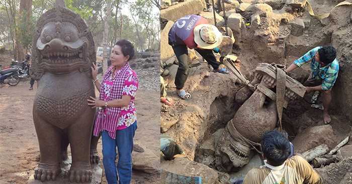 រកឃើញចម្លាក់សត្វតោរចនាបថសម័យបាយ័ន្តស.វ ទី១៣ មានអាយុរាប់ពាន់ឆ្នាំ