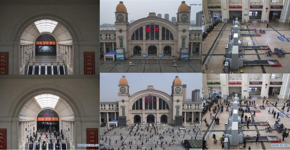 ប្រៀបធៀប “មុន និងក្រោយ” ក្នុងទីក្រុងវូហាន ដោយរូបភាព