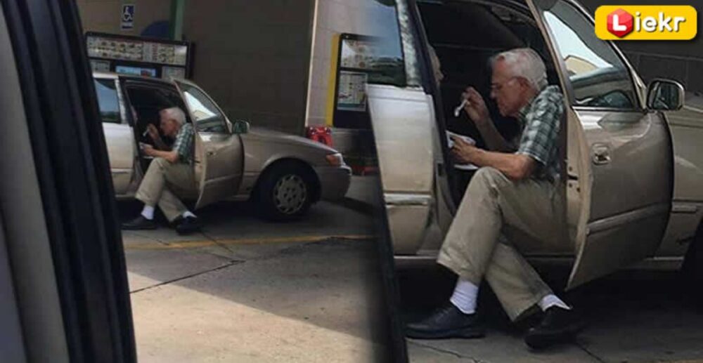 លោកតា អង្គុយនៅលើគែមមាត់ទ្វារឡាន “បញ្ចុកអៃស្គ្រីម” លោកយាយ យ់ាងថ្នាក់ថ្នម ក្នុងថ្ងៃដែលធាតុអាកាសក្ដៅហួតហែង