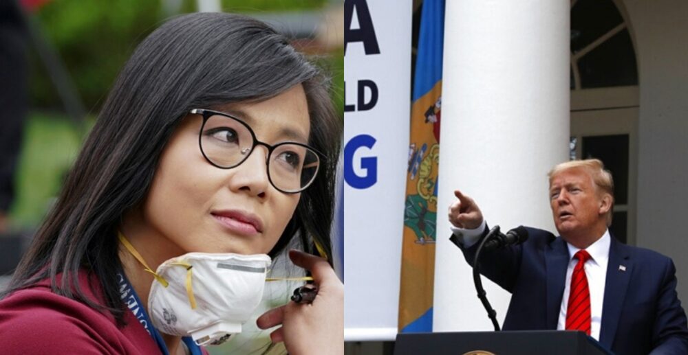 លោកត្រាំ ឈប់ថ្លែងព័ត៌មានភ្លាមៗ ក្រោយប៉ះពាក្យសម្ដីជាមួយស្ត្រីអ្នកយកព័ត៌មាន រឿងវីរុសកូរ៉ូណា