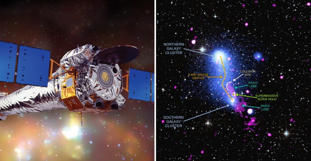 “ស្ពាន” ប្រវែង3លានឆ្នាំពន្លឺ តភ្ជាប់បណ្ដុំកាឡាក់ស៊ីចំនួនពីរ នៅ​​ឯ​នាយ​​អវកាស​​(វីដេអូ)