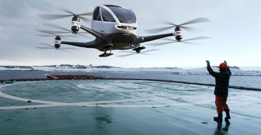 Drone តាក់​ស៊ី​ហោះ​145​គម/ម៉ោង​ ​ចាប់ផ្ដើម​ដំណើរ​ការ​ដឹក​ទំនិញ​ហើយ​