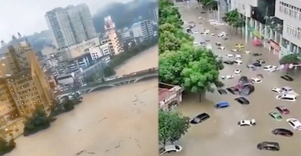 វូហាន-ស៊ាងហៃ “ប្រកាសសភាវអាសន្ន” វិបត្តិទឹកជំនន់ អ្នកស្រុកនាំគ្នាជួយធ្វើទំនប់បាវខ្សាច់