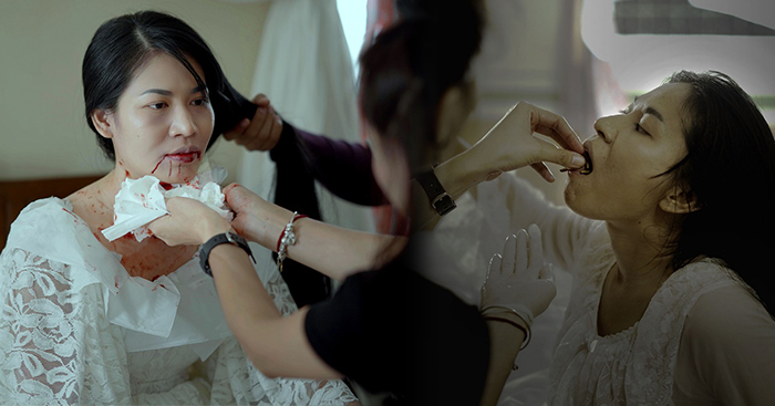 ស្រីអូនលេងមែនទែនហើយក្នុងរឿង«កម្ម» គឺលេបដង្កូវទាំងរស់!