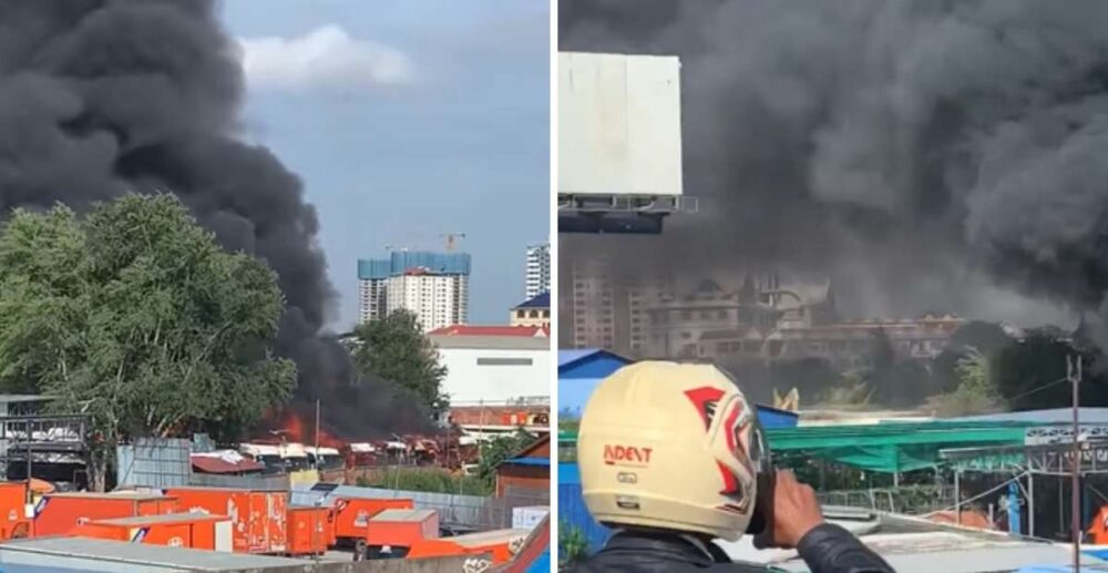 អគ្គិភ័យកំពុងឆាប​ឆេះចំណតរថយន្តក្រុង វិរៈ ប៊ុនថាំ