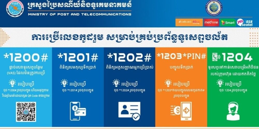 អ្នកប្រើប្រាស់​សេវា​ទូរ​សព្ទ​ចល័ត​ទាំងអស់នៅ​ កម្ពុជា​ នឹងមាន​លេខ​កូដ​រួមសម្រាប់​ប្រើ​​ជា​មុខ​ងារ​សំខាន់​ៗ​មួយ​ចំនួន​
