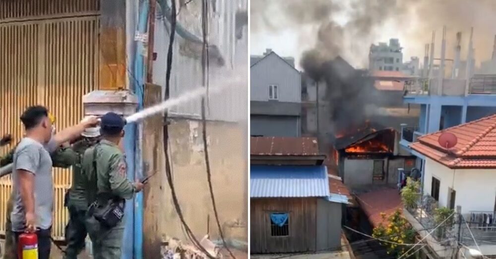 អគ្គិភ័យ​កំពុង​ឆាប់​ឆេះ​ផ្ទះ​ប្រជាពលរដ្ឋ​នៅ​សង្កាត់បឹងសាឡាង រាជធានី​ភ្នំ​ពេញ