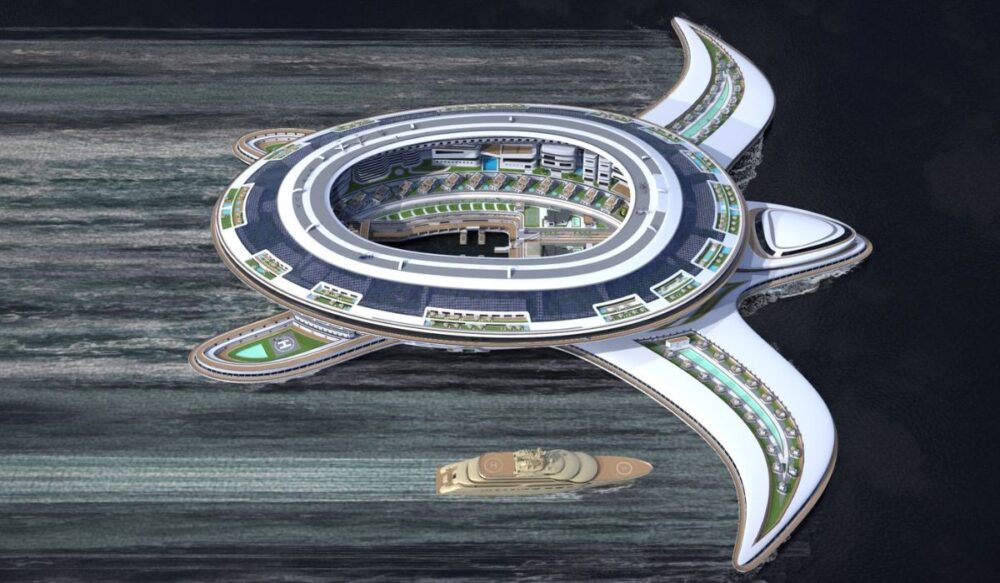 Concept នាវា​ទេសចរណ៍​ខ្នាត​យក្ស​មាន​រូបរាង​ដូច​អណ្ដើក អាចដាក់​មនុស្ស​បាន 60,000 នាក់