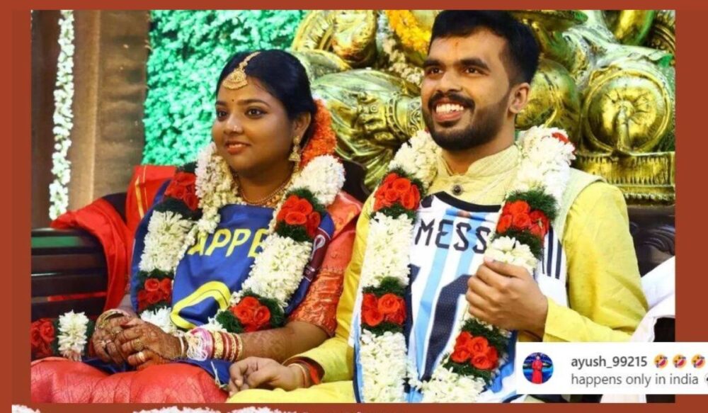 កូនក្រមុំ និងកូនកំលោះ​ពាក់អាវ Messi និង Mbappe ក្នុង​ពិធី​រៀបការ