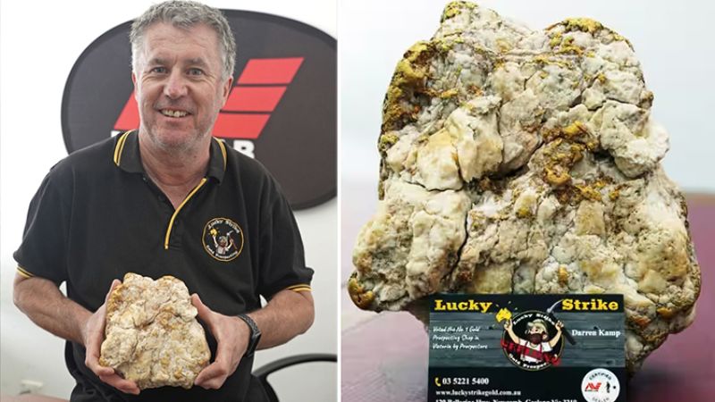 បុរស​ម្នាក់ជួប​សំណាង​ធំ ពេល​បាន​​​រកឃើញ​ដុំថ្ម​មាន​ផ្ទុក​មាស 2.6 គីឡូ​ក្រាម